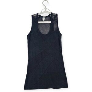 robbi & nikki Black Mesh Tank Top Lace Back Detail Women's Size XS